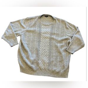 Roundtree & Yorke Sweater Men's Tall Gray Cable Long Sleeve Crew Neck Size 4 XLT